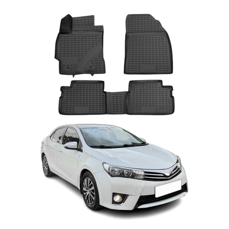 OMAC Gummimatten Fußmatten für Toyota Corolla Stufenheck 2013-2019 Schwarz 4x