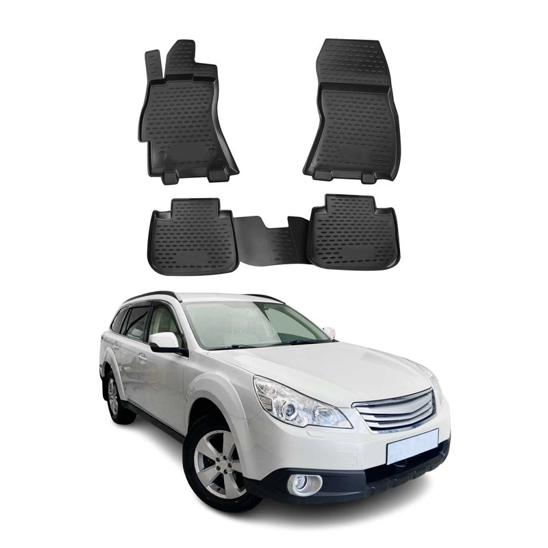 OMAC Gummimatten Fußmatten für Subaru Outback 2009-2014 TPE Automatte Schwarz 4x