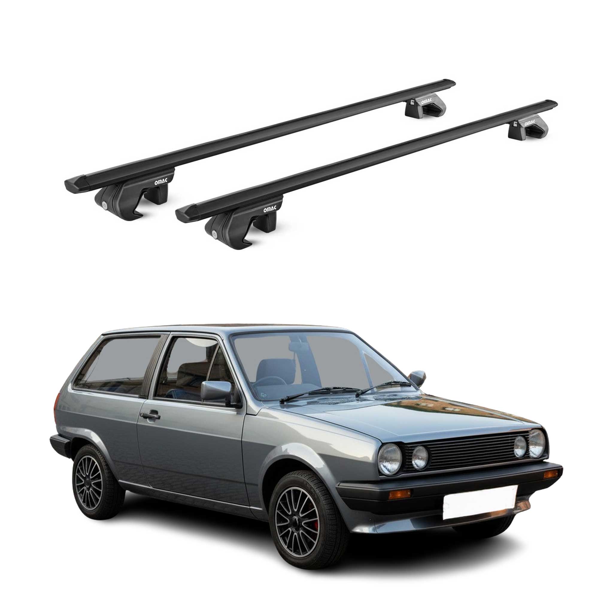 Dachträger Grundtäger für VW Polo mk2 1981-1994 90kg Aluminium Schwarz 2 tlg ABE