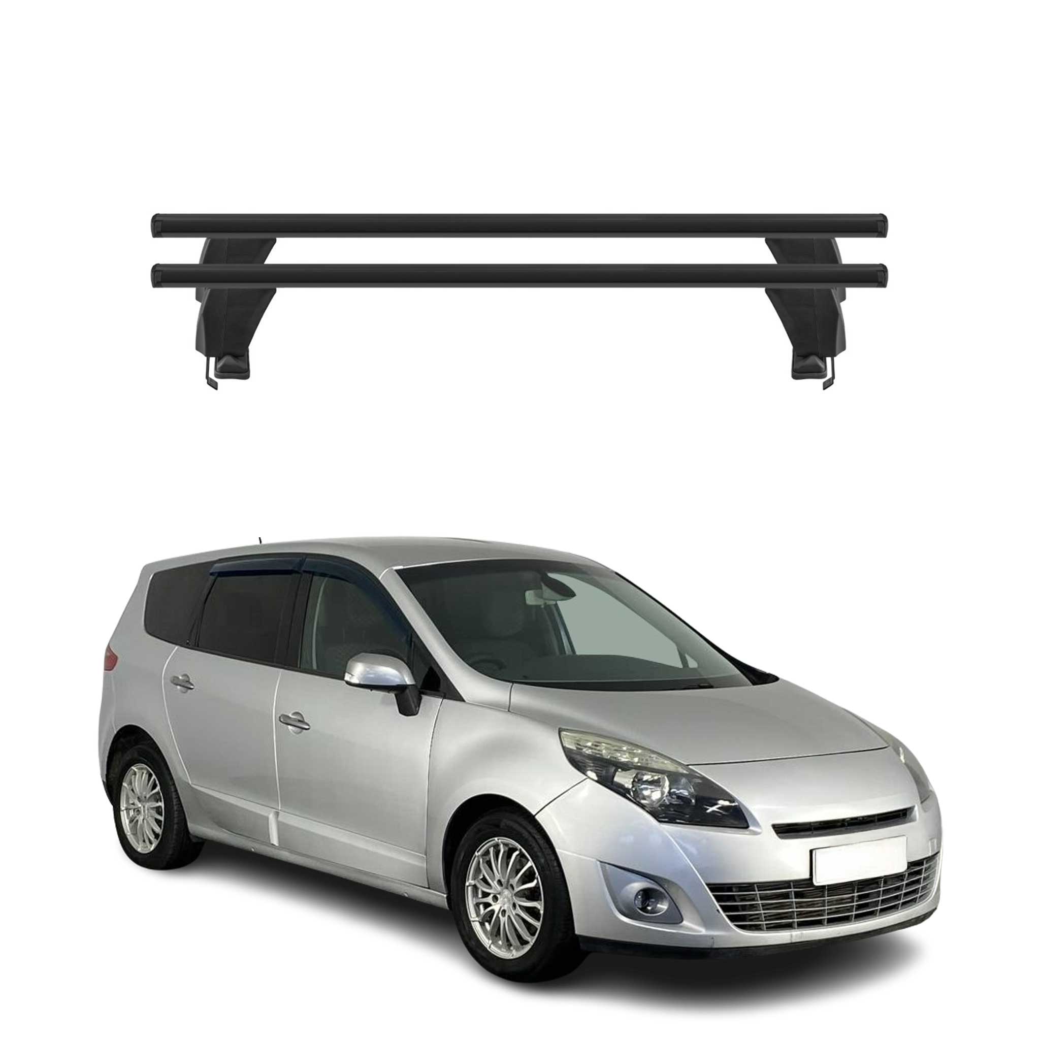 Menabo Dachträger für Renault Grand Scenic mk3 2009-2013 Pre-FL 50kg Alu Schwarz