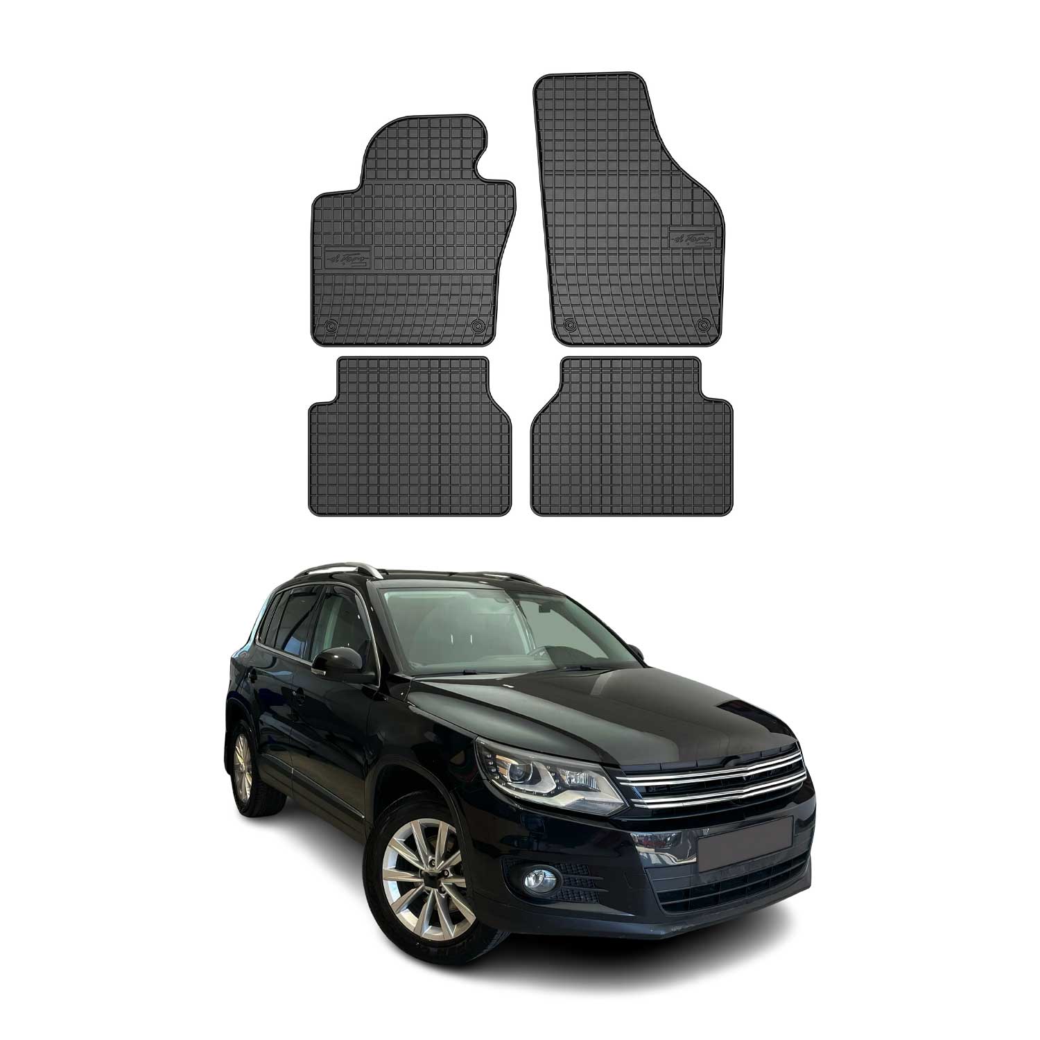 OMAC Gummi Fußmatten für VW Tiguan 2007-2016 Automatten Gummi Schwarz 4tlg