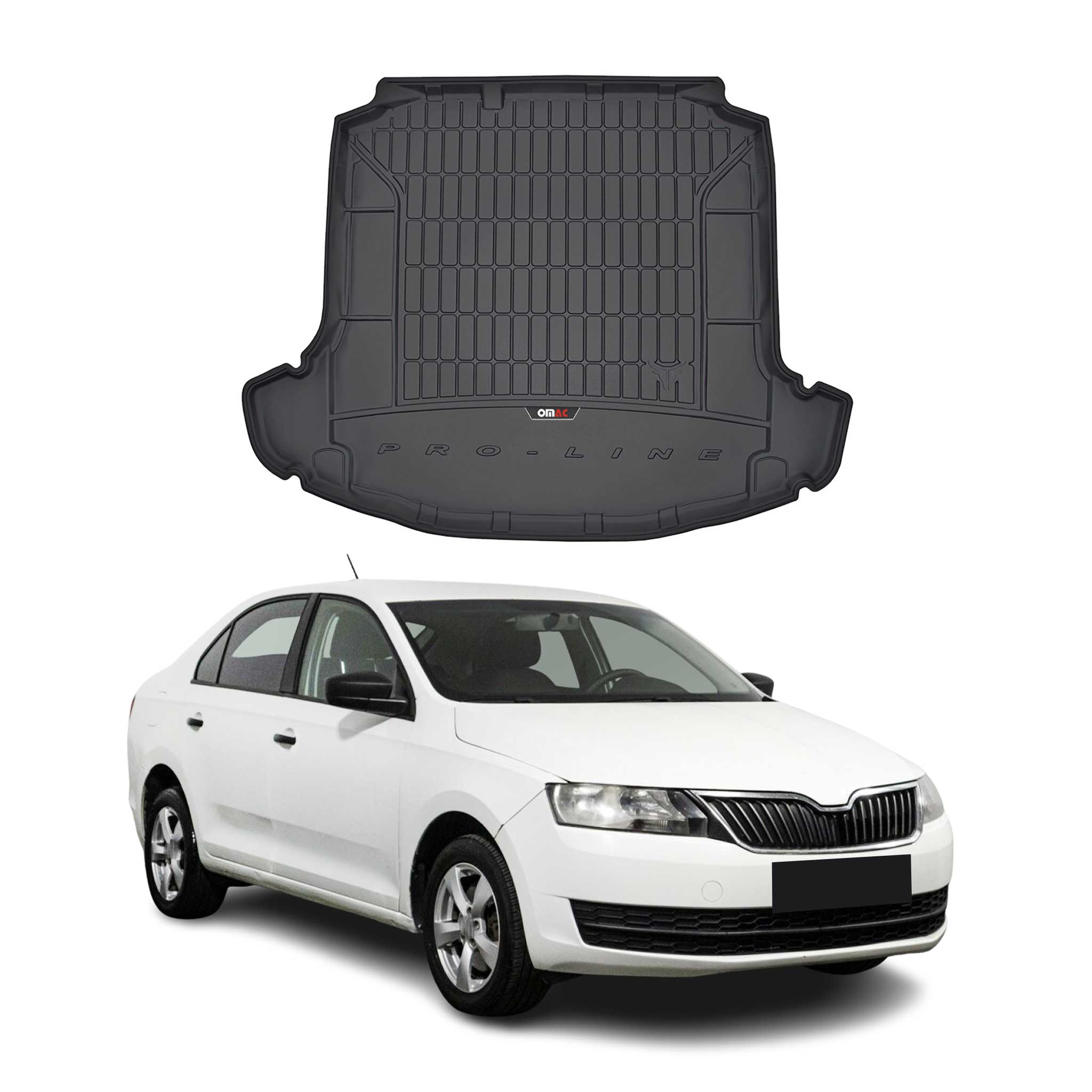 OMAC Gummi Kofferraumwanne für Skoda Rapid Limo 2012-2019 mit seitlicher Ablage