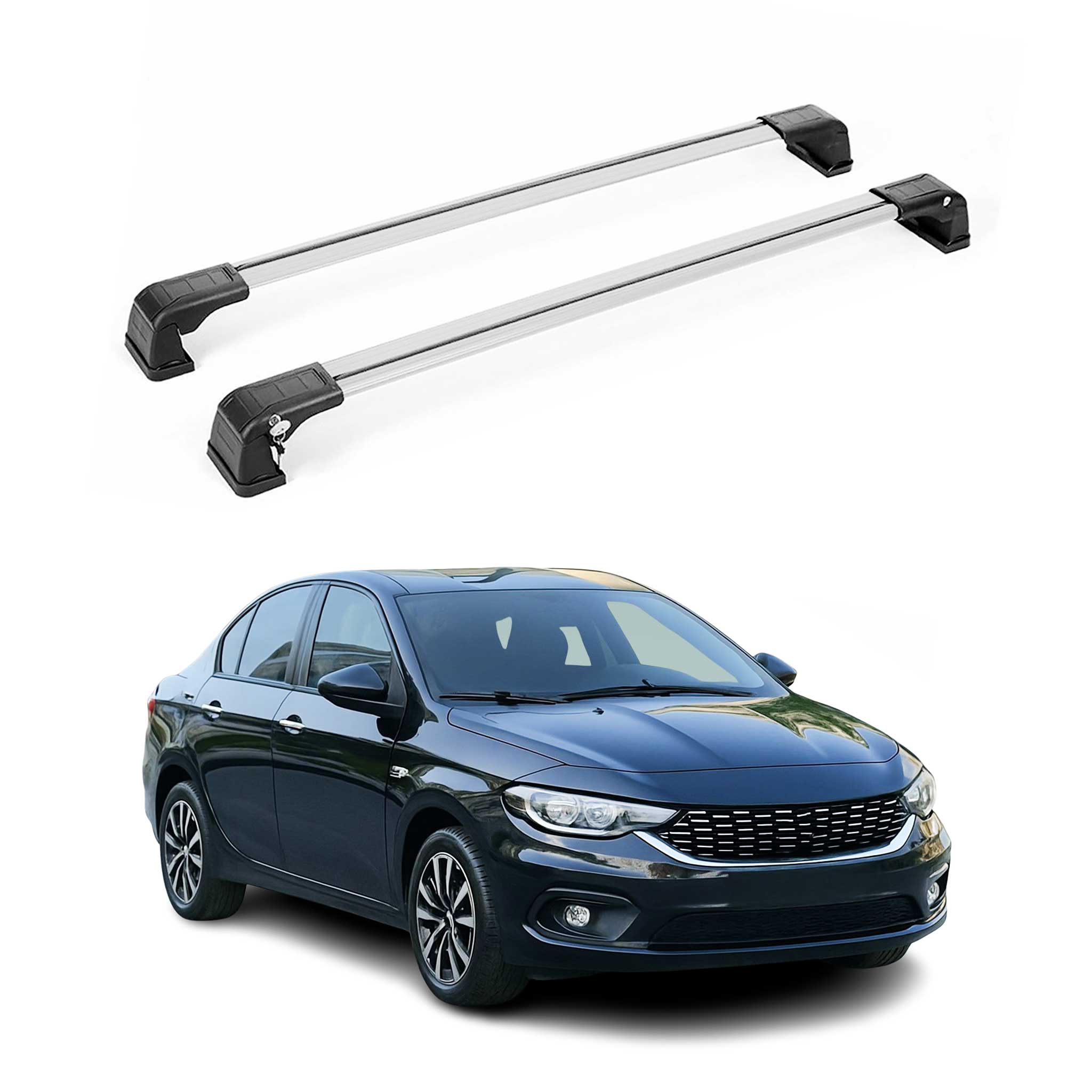 Dachträger Grundtäger für Fiat Tipo Limo 2015-2026 75kg Aluminium Schwarz 2 tlg