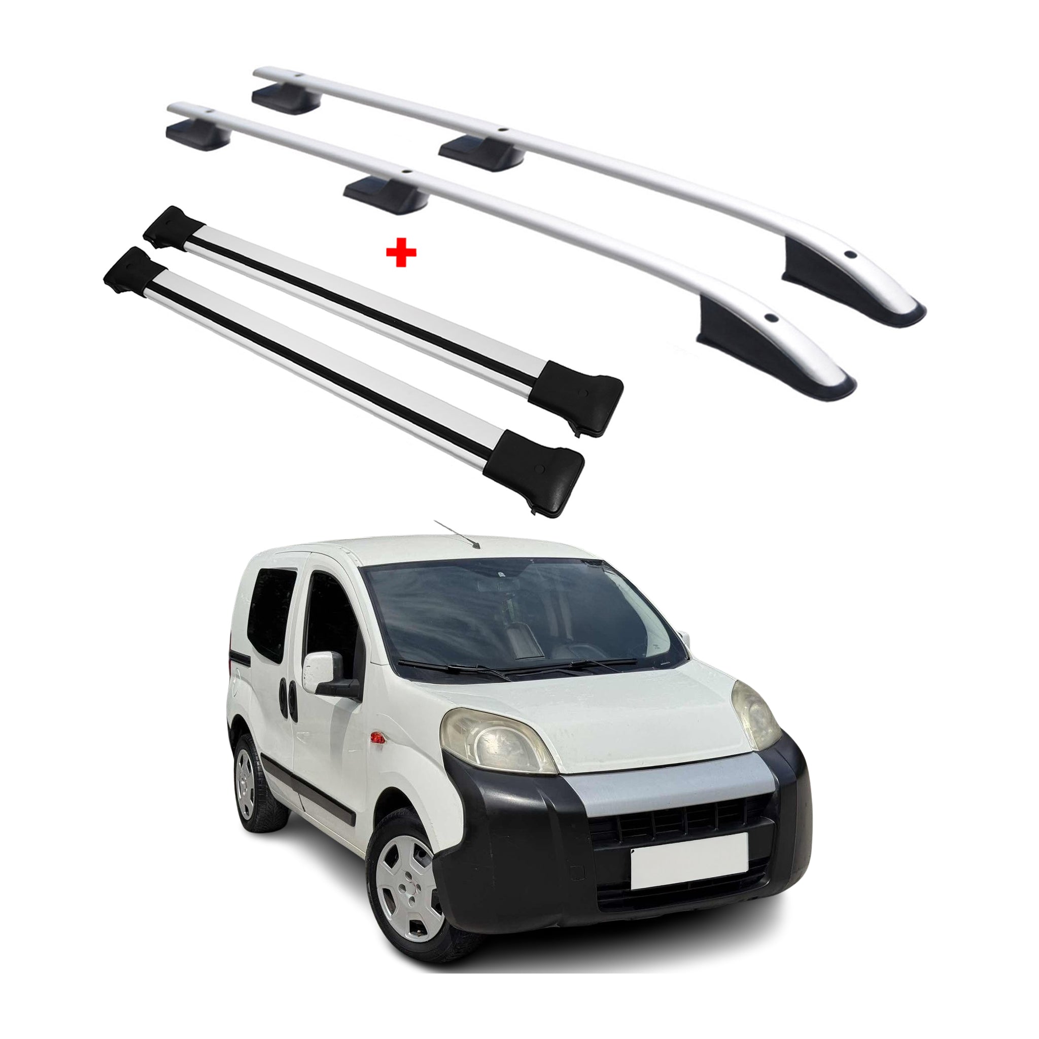 Dachreling + Dachträger für Fiat Fiorino Qubo Nemo Peugeot Bipper 2008-2022 Grau