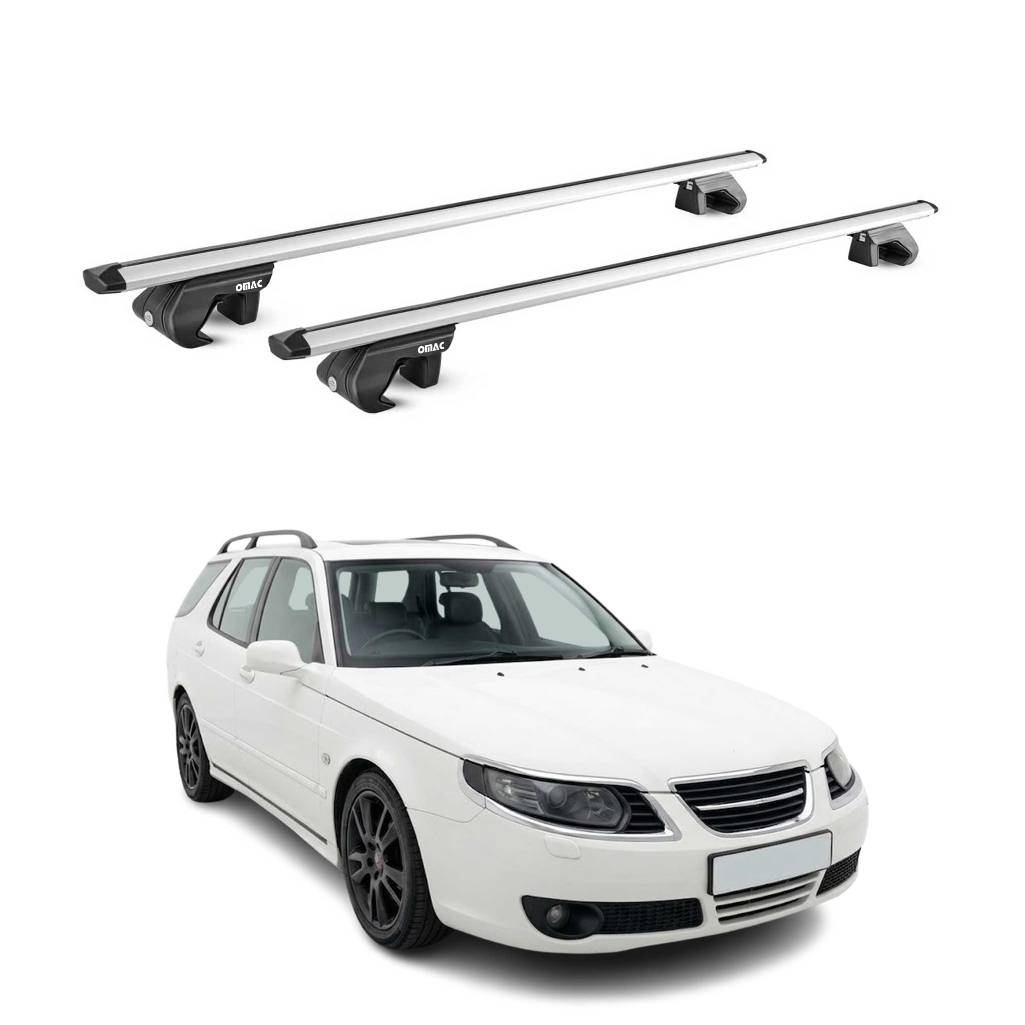 Dachträger Grundtäger für Saab 9-5 Kombi 1998-2010 90kg Aluminium Silber 2x ABE