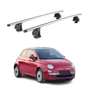 Alu Dachträger für Abarth 500 2007-2022 TÜV T-Nut Abschließbar 2tlg Silber