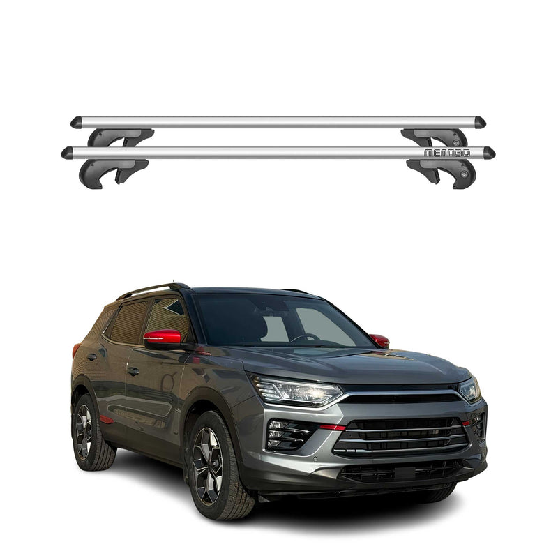 Menabo Dachträger Grundtäger für Ssangyong Korando 2019-2025 90kg Alu Silber 2x