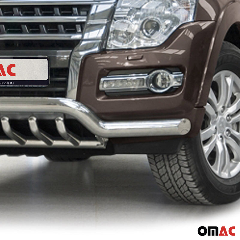 Frontschutzbügel Frontbügel für Mitsubishi Pajero 2014-2022 mit ABE Stahl Silber