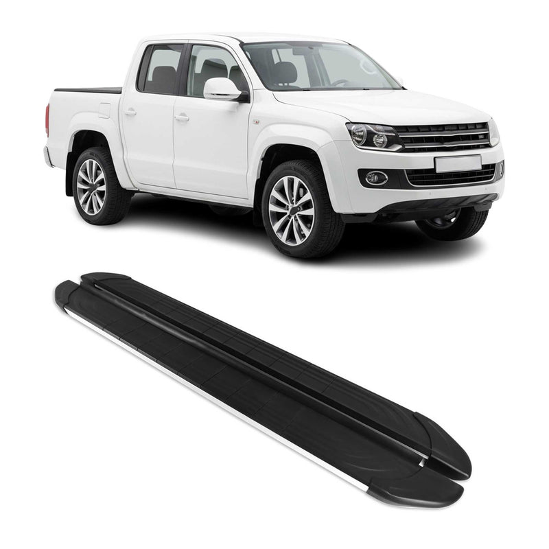 Trittbretter Seitenschutz für VW Amarok DoubleCab 2010-22 Alu Schwarz Silber 2x