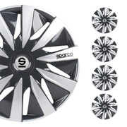 Radkappen Radzierblenden Sparco Lazio 14" Zoll Auto Abdeckung Set Grau Silber 4x