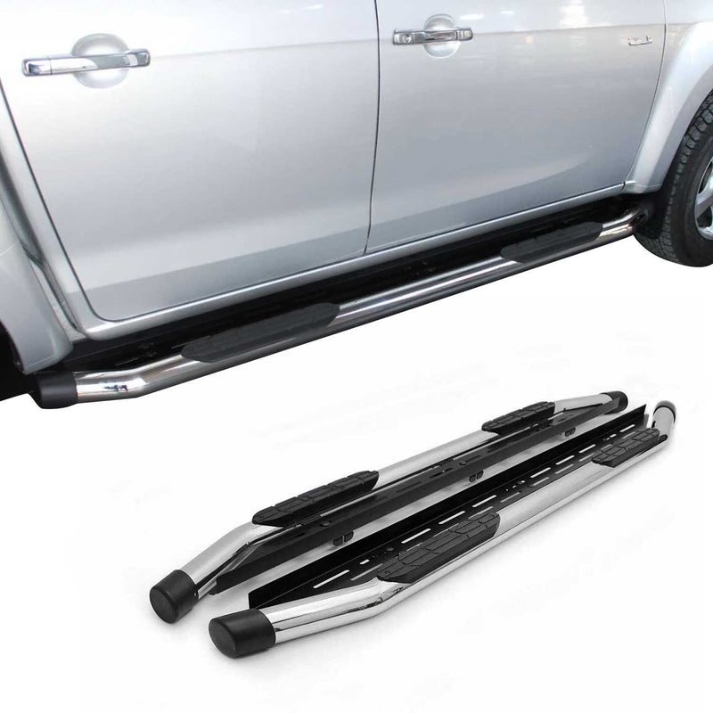Edelstahl Trittbretter Schwellerrohre für Toyota Hilux DoubleCab 2006-15 Silber