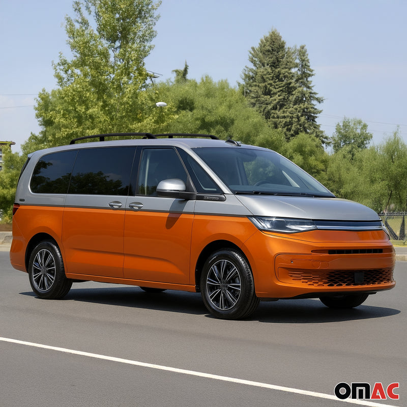 Dachreling Dachträger für VW Multivan T7 2022-2025 Langer L2 Alu Schwarz 2 tlg