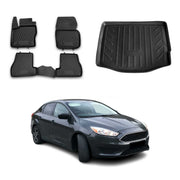 Fußmatten & Kofferraumwanne Set für Ford Focus mk3 Schrägheck 2011-2018 5-Türer