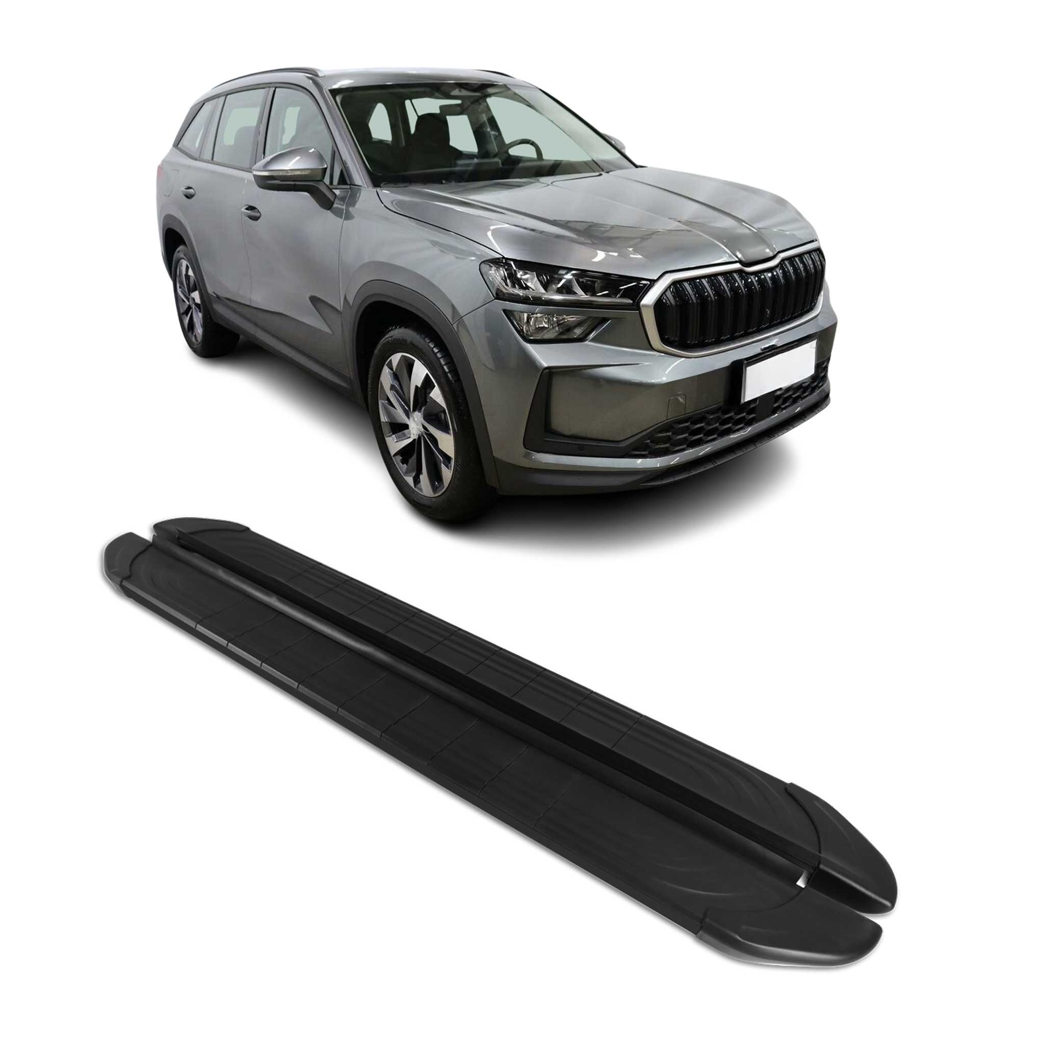 Trittbretter Seitenschweller für Skoda Kodiaq II 2024-2026 Alu Schwarz 2x