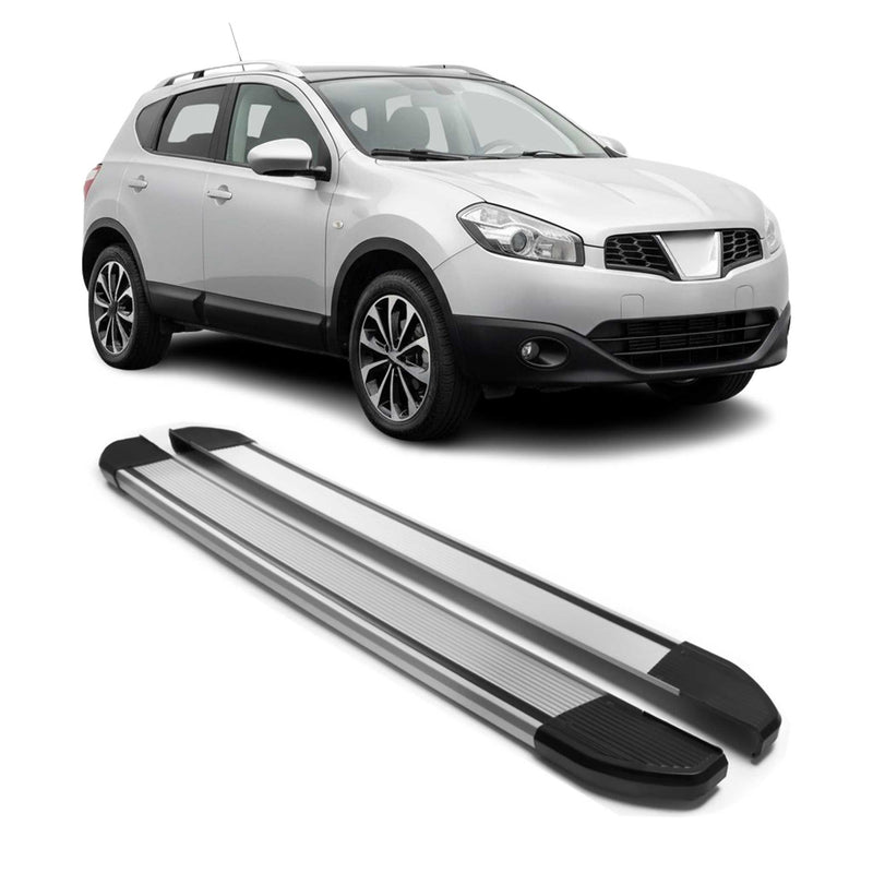 Alu Seitenschweller Trittbretter für Nissan Qashqai J10 2006-2014 Silber 2tlg