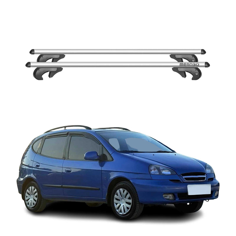 Menabo Dachträger Grundtäger für Chevrolet Rezzo 2000-2008 90kg Alu Silber 2 tlg