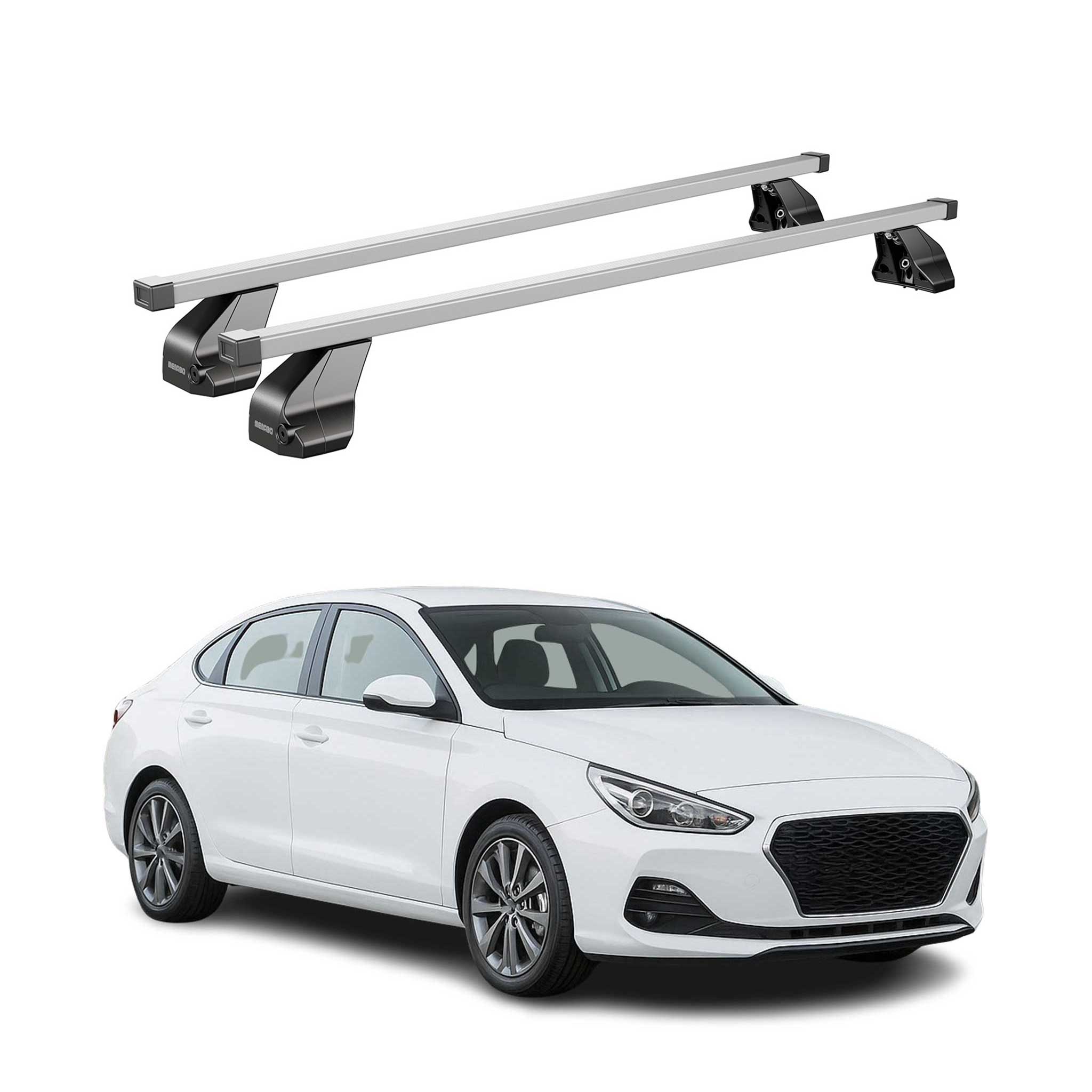 Menabo Dachträger Grundtäger für Hyundai i30 Fastback 2016-2023 75kg Silber 2x
