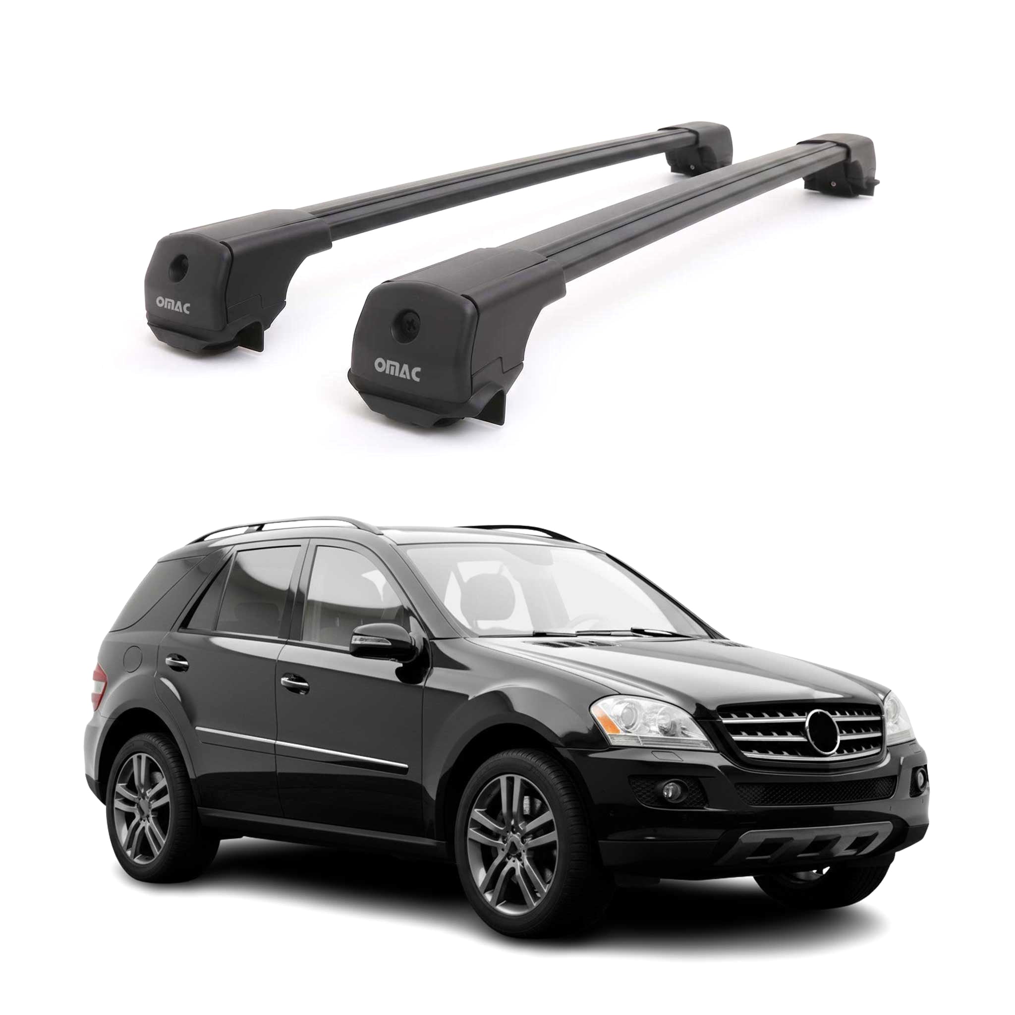 Dachträger Grundträger für Mercedes M Klasse W164 2006-2011 Aluminium Schwarz 2x