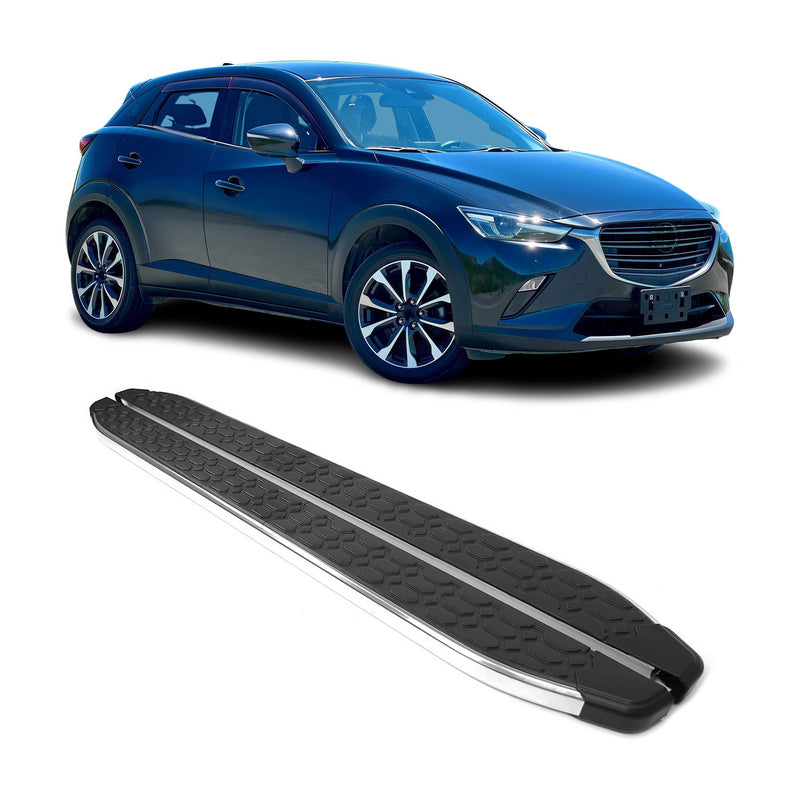 Trittbretter Seitenschweller für Mazda CX-3 Edelstahl Schwarz Silber 2tlg