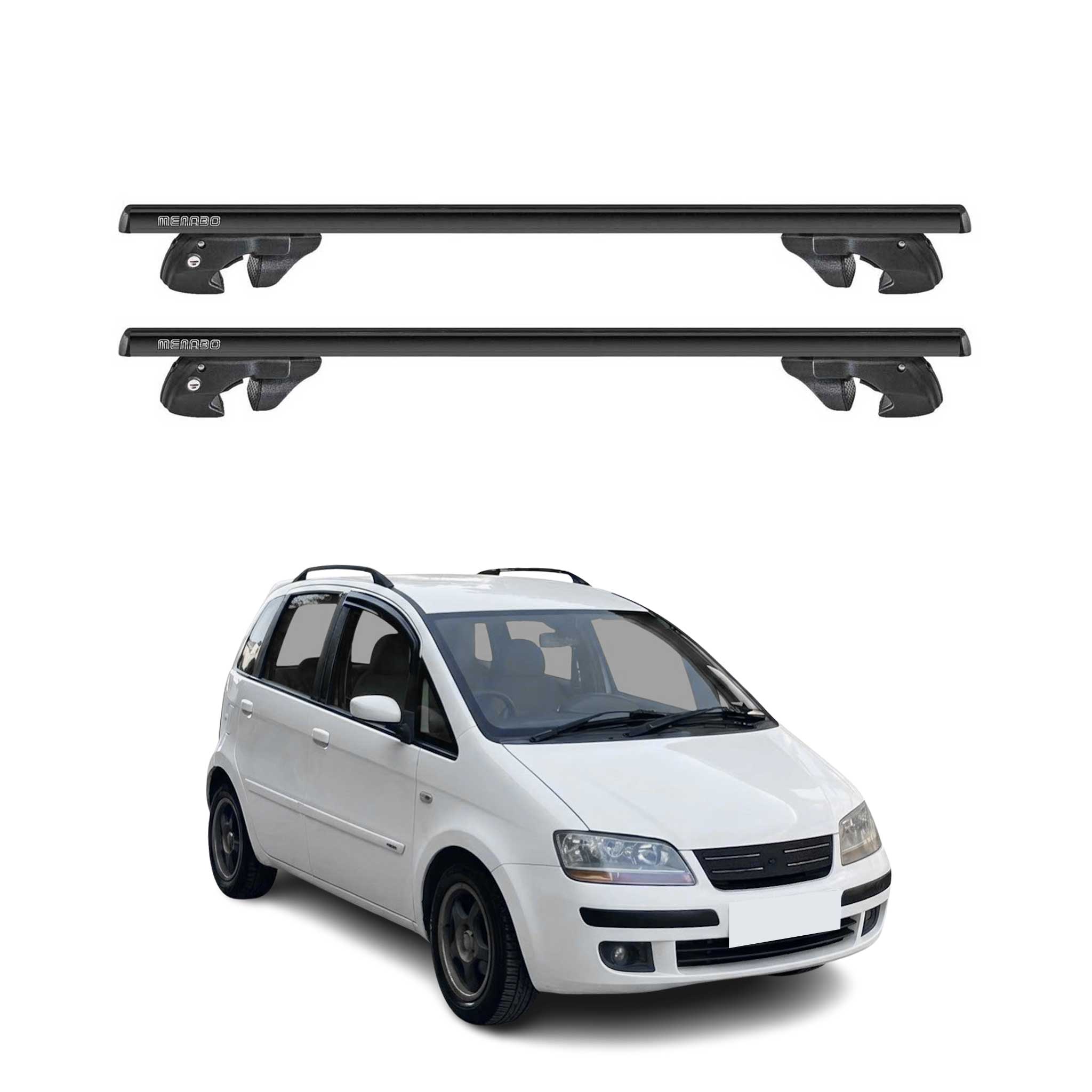 Dachträger Grundtäger für Fiat Idea 2003-2012 Aluminium 90kg TÜV Schwarz 2tlg