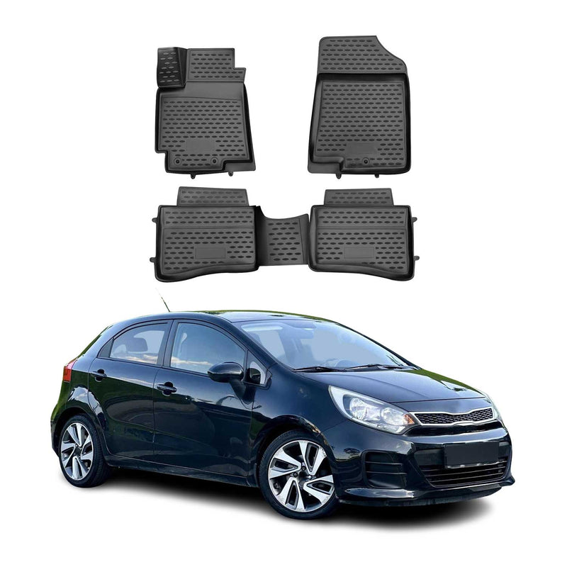 OMAC Gummimatten Fußmatten für Kia Rio 3 2011-2017 TPE Automatten Schwarz 4x
