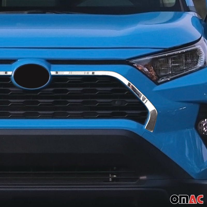 Kühlergrill Leisten Grillleisten für Toyota RAV4 2018-2025 Edelstahl Silber 2tlg