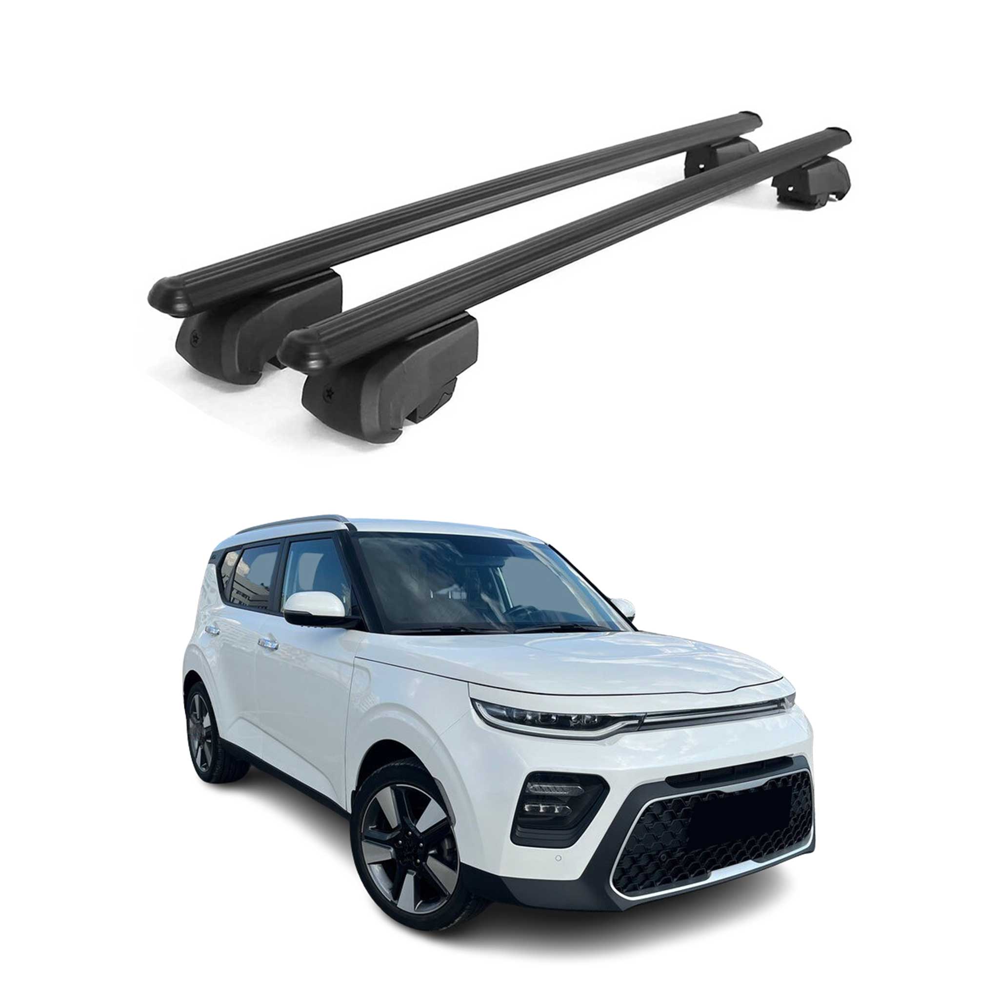 Dachträger Grundträger für Kia Soul X-Line 2020-2023 Alu Schwarz ABE 2x