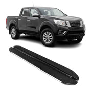 Trittbretter für Nissan Navara D23 2015-2023 Double Cab Alu Schwarz Silber 2x
