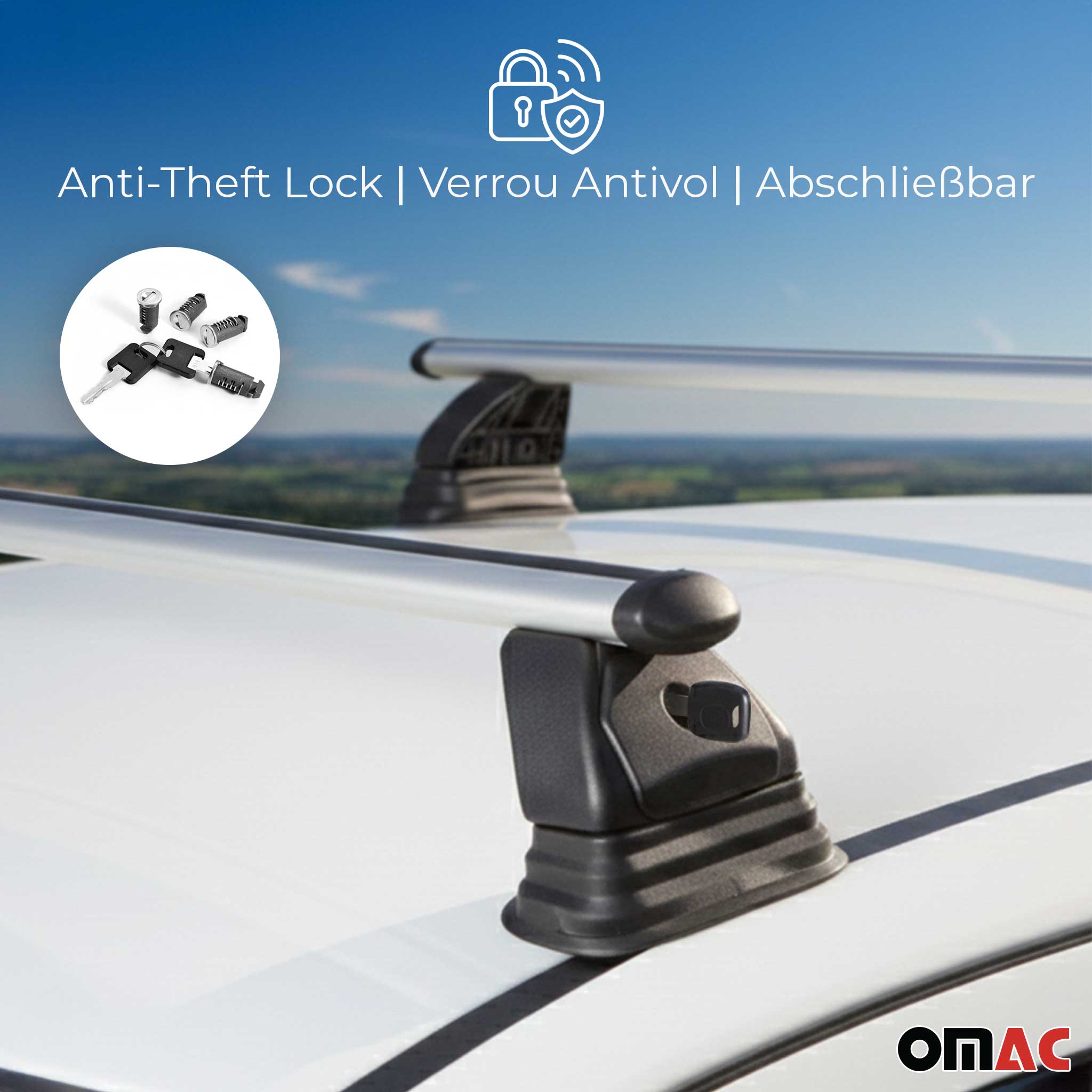 Alu Dachträger für Ford C-Max I 2003-2010 TÜV T-Nut Abschließbar 2tlg Silber