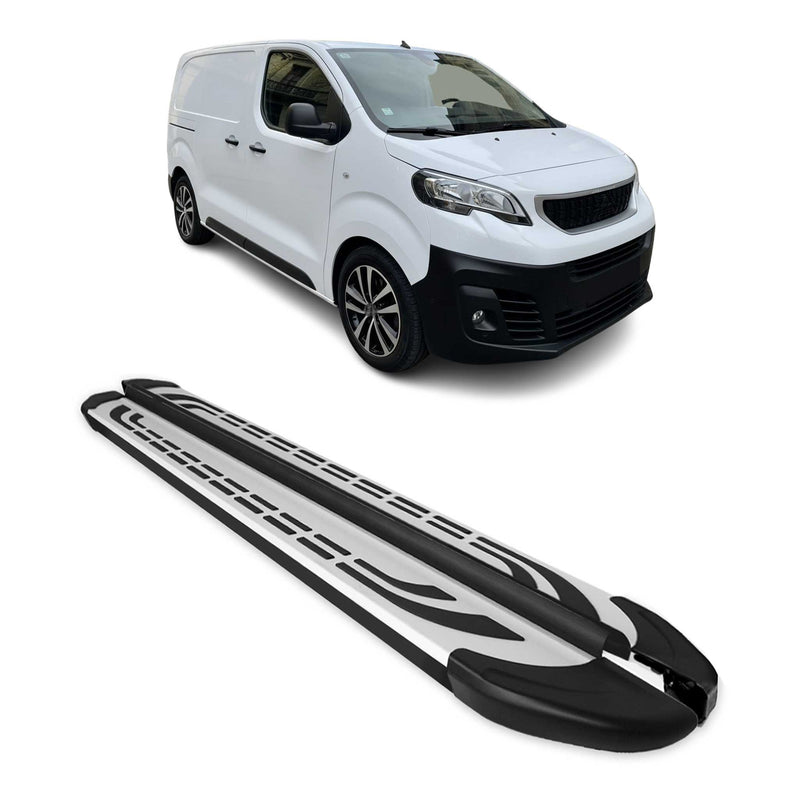Trittbretter Seiten für Peugeot Expert Traveller 2017-2025 Kurzer Schwarz Alu