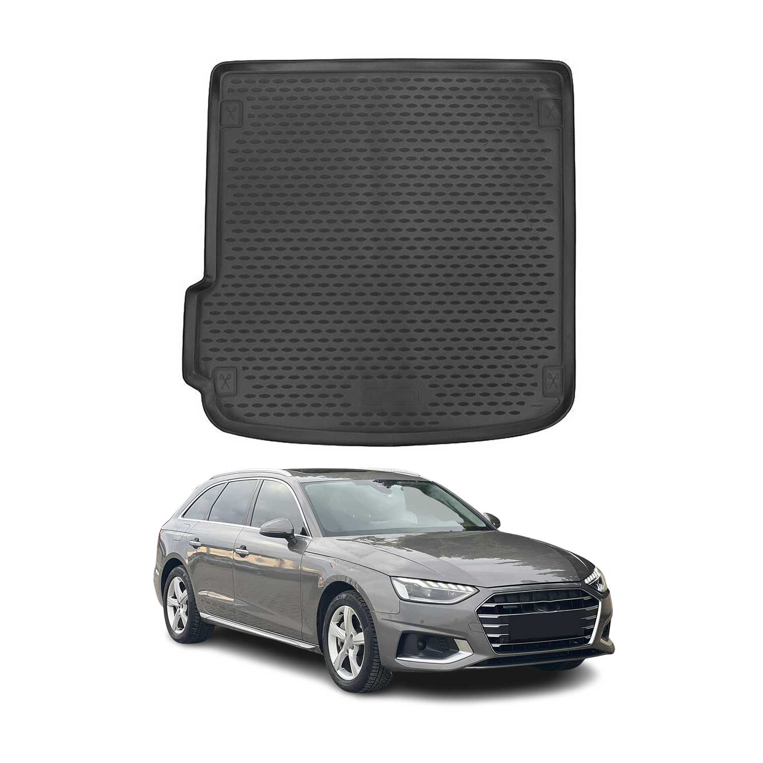 Kofferraummatte Kofferraumwanne für Audi A4 B9 Avant 2016-2025 Gummi TPE Schwarz
