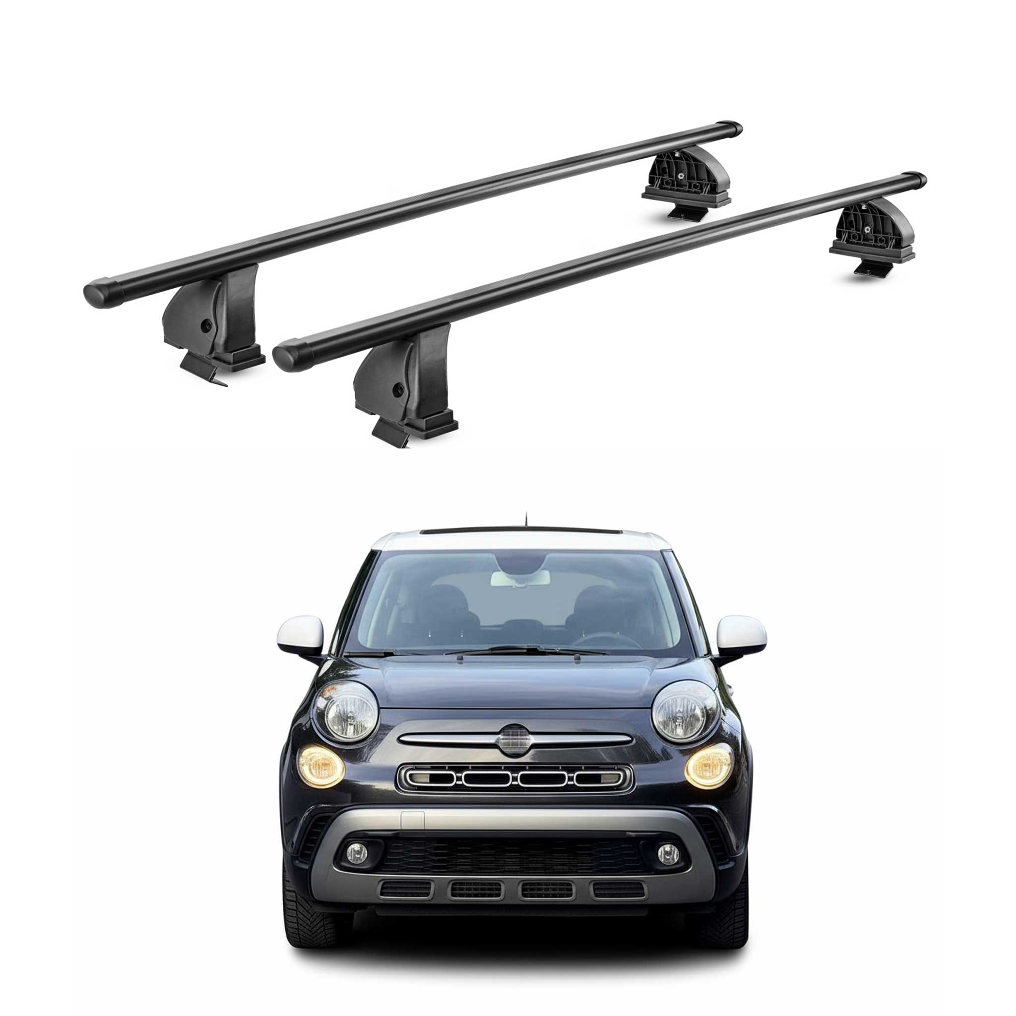 Stahl Dachträger für Fiat 500L / 500L Living 2012-2022 TÜV 75 kg 2tlg Schwarz