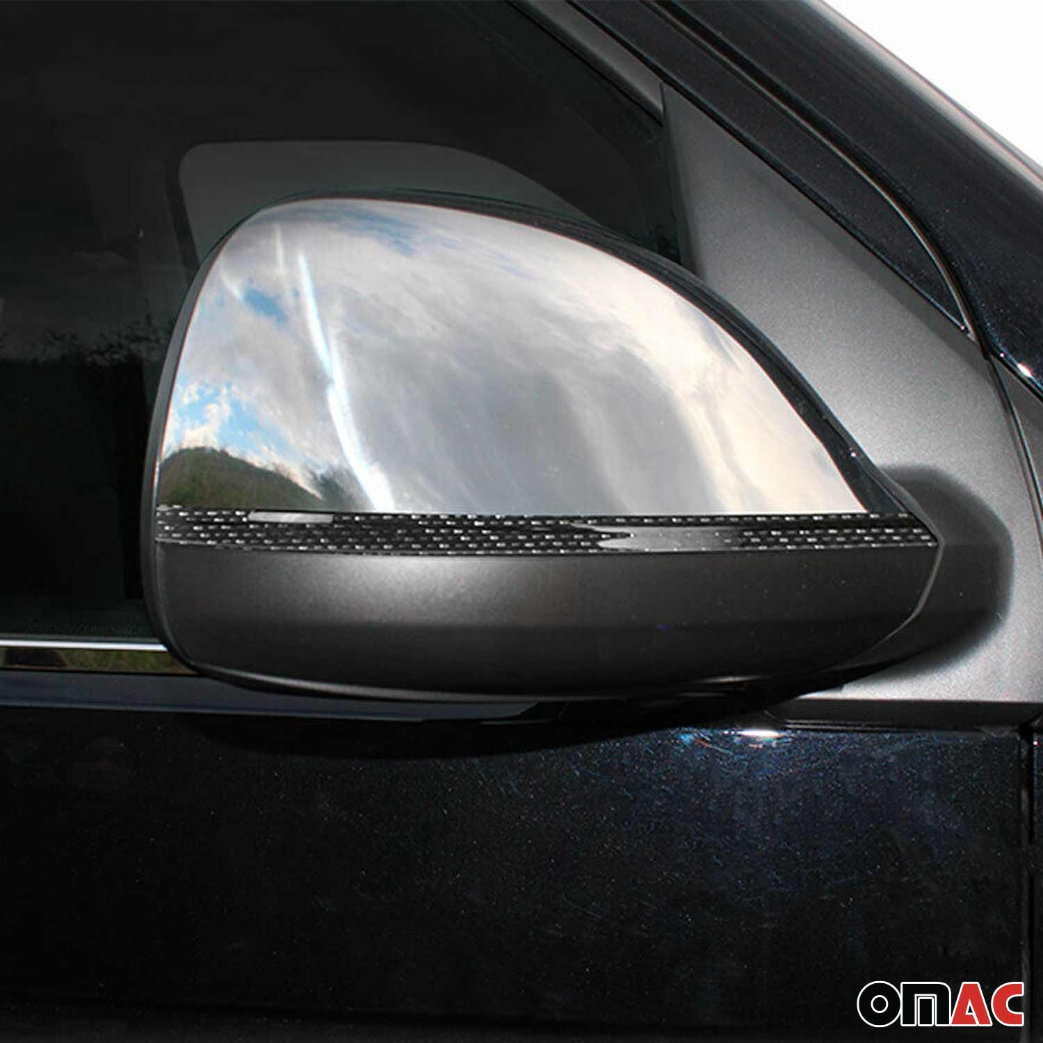 Spiegelkappen Leiste für VW T6 T6.1 2015-24 Echt Carbon Silber Schwarz 2x