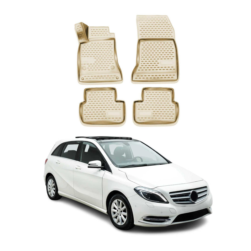 OMAC Gummimatten Fußmatte für Mercedes B Klasse W242 W246 2011-2018 TPE Beige 4x