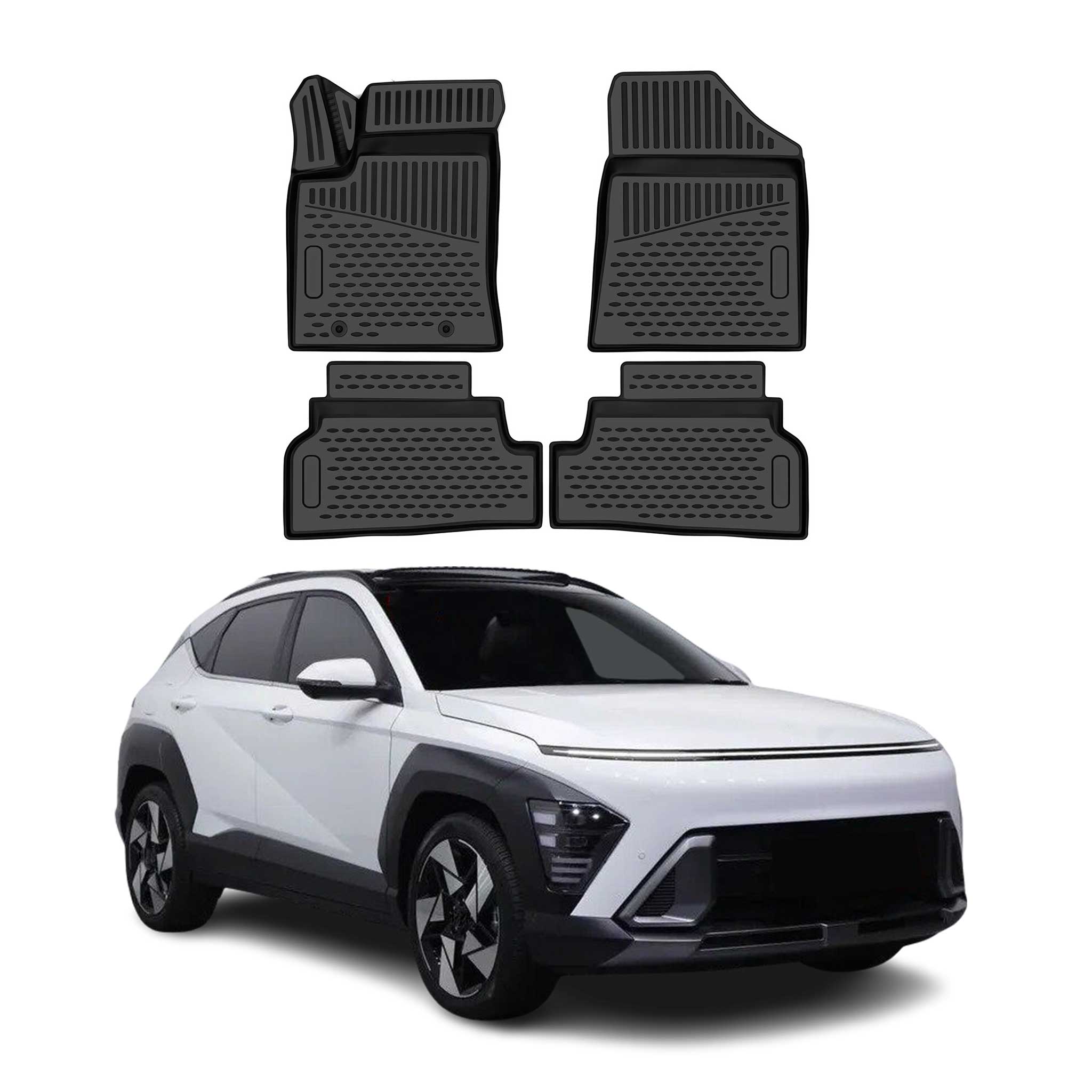 OMAC Gummimatten Fußmatten für Hyundai Kona Electric I 2020-2023 FL TPE Schwarz