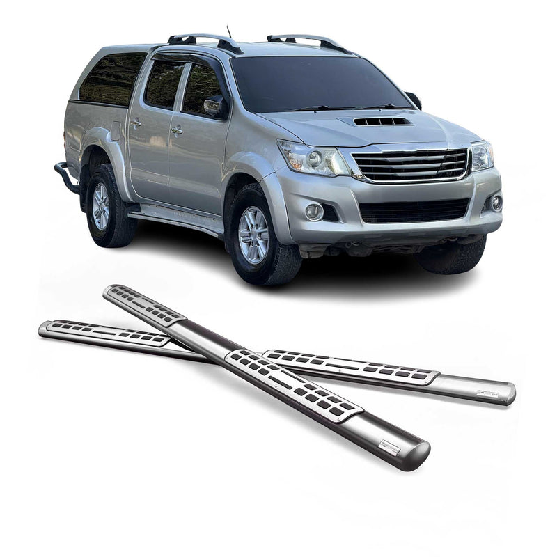 Stahl Seitenschweller Schwellerrohre für Toyota Hilux Extra Cab 2006-2011 Grau