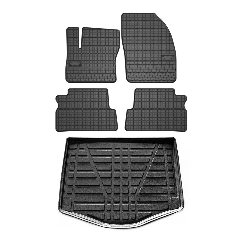 Fußmatten & Kofferraumwanne Set für Ford C-Max 2007-2010 Gummi TPE Schwarz 5x