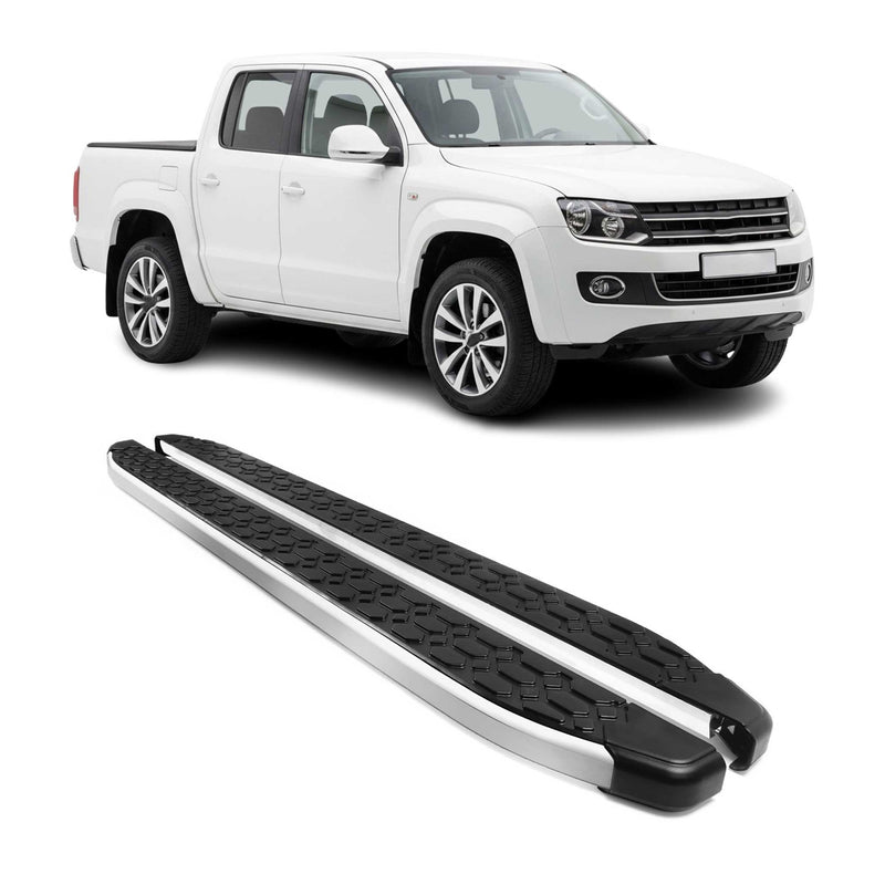 Alu Trittbretter Seitenschweller für VW Amarok DoubleCab 2010-2022 Schwarz Grau