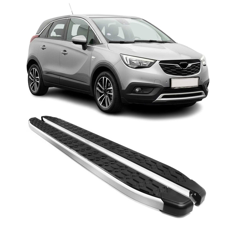 Alu Trittbretter Seitenschweller für Opel Crossland X 2017-2025 Schwarz