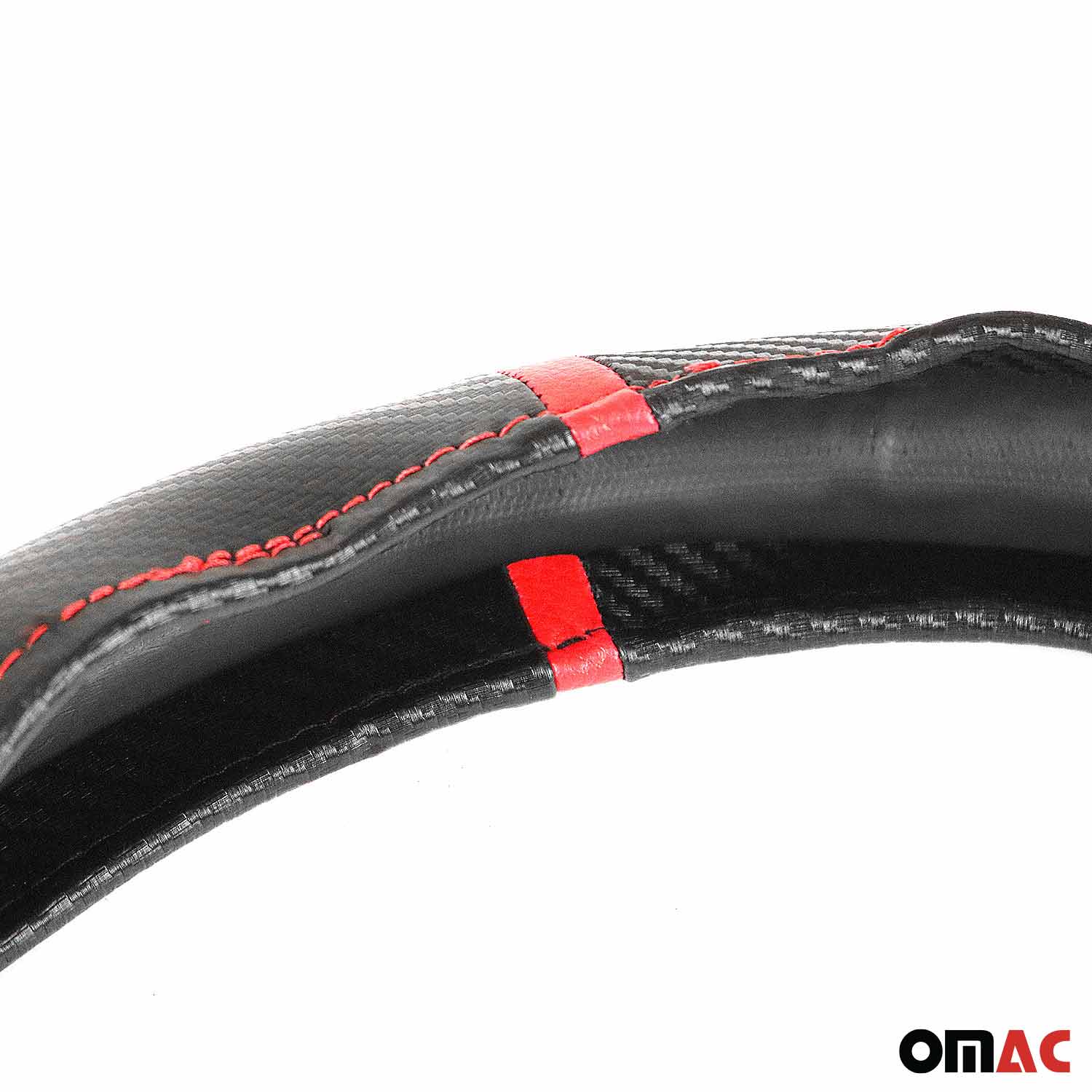 Lenkradbezug Lenkradschoner Lenkrad abdeckung Schwarz Rot Streifen Ø 38-40 cm