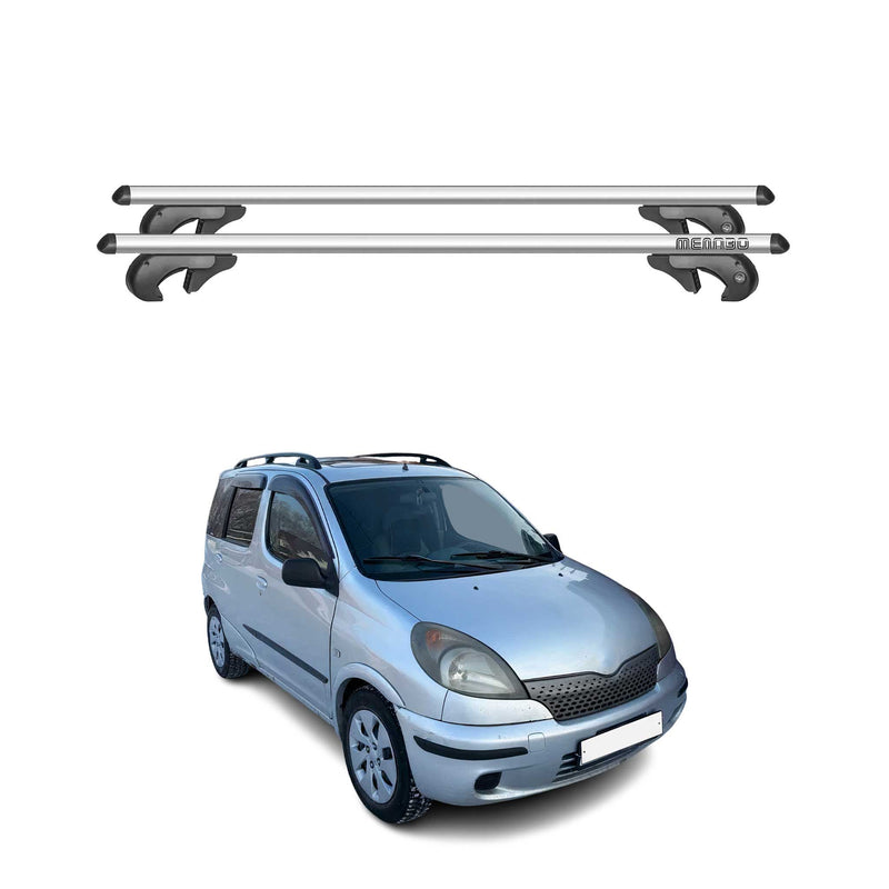 Menabo Dachträger Grundtäger für Toyota Yaris 1999-2005 90kg Alu Silber 2 tlg