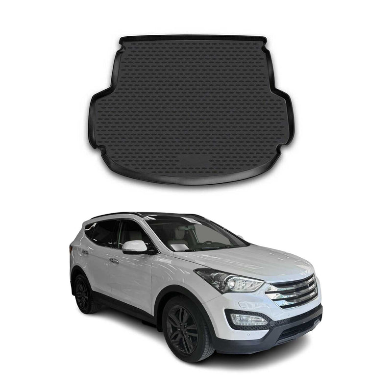 Kofferraummatte Kofferraumwanne für Hyundai Santa Fe 2013-2018 Gummi TPE Schwarz