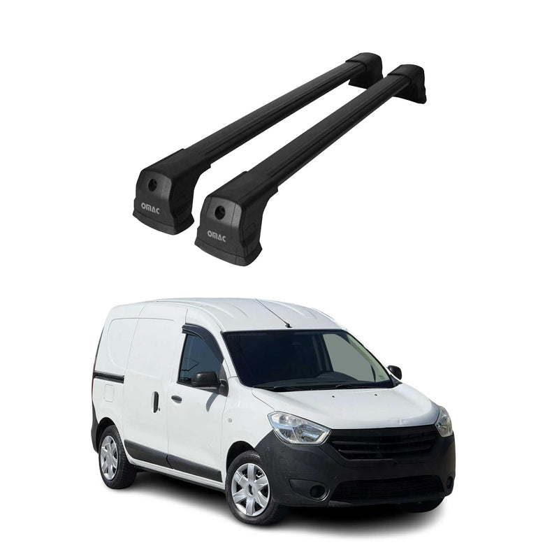 Dachträger Grundtäger für Dacia Dokker 2012-2021 75kg Aluminium Schwarz 2 tlg