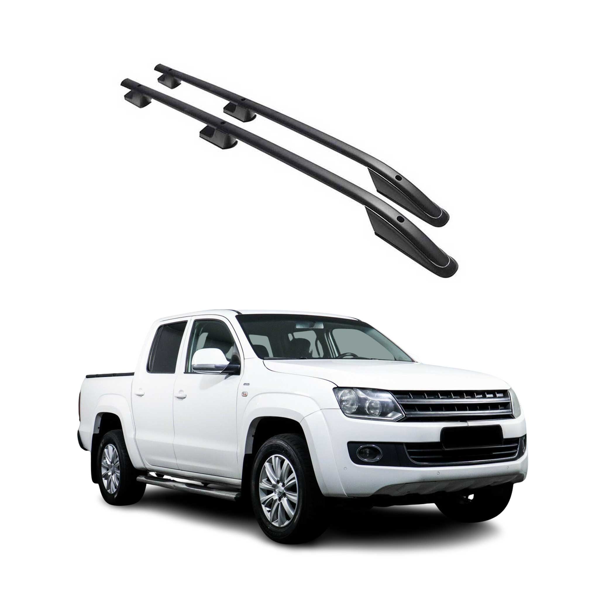 Alu Dachreling Querträger für VW Amarok DoubleCab 2010-2022 ABE Schwarz 2tlg