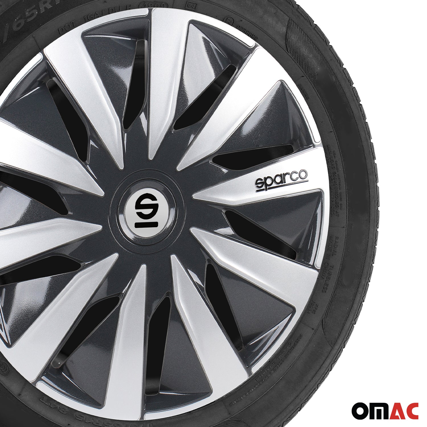 Radkappen Radzierblenden Sparco Lazio 14" Zoll Auto Abdeckung Set Grau Silber 4x