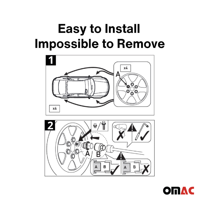 Radschloss Satz für Mercedes Klasse CL 1996-2013 Felgenschloss Schwarz M14X1.5