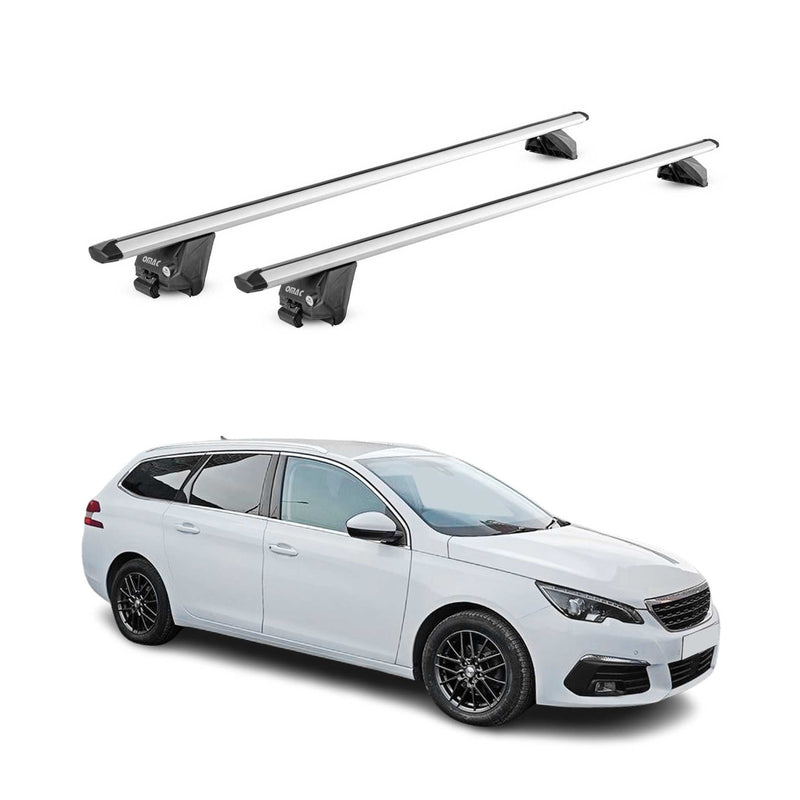 Dachträger Grundtäger für Peugeot 308 Kombi 2013-2021 100kg Alu Silber 2tlg ABE