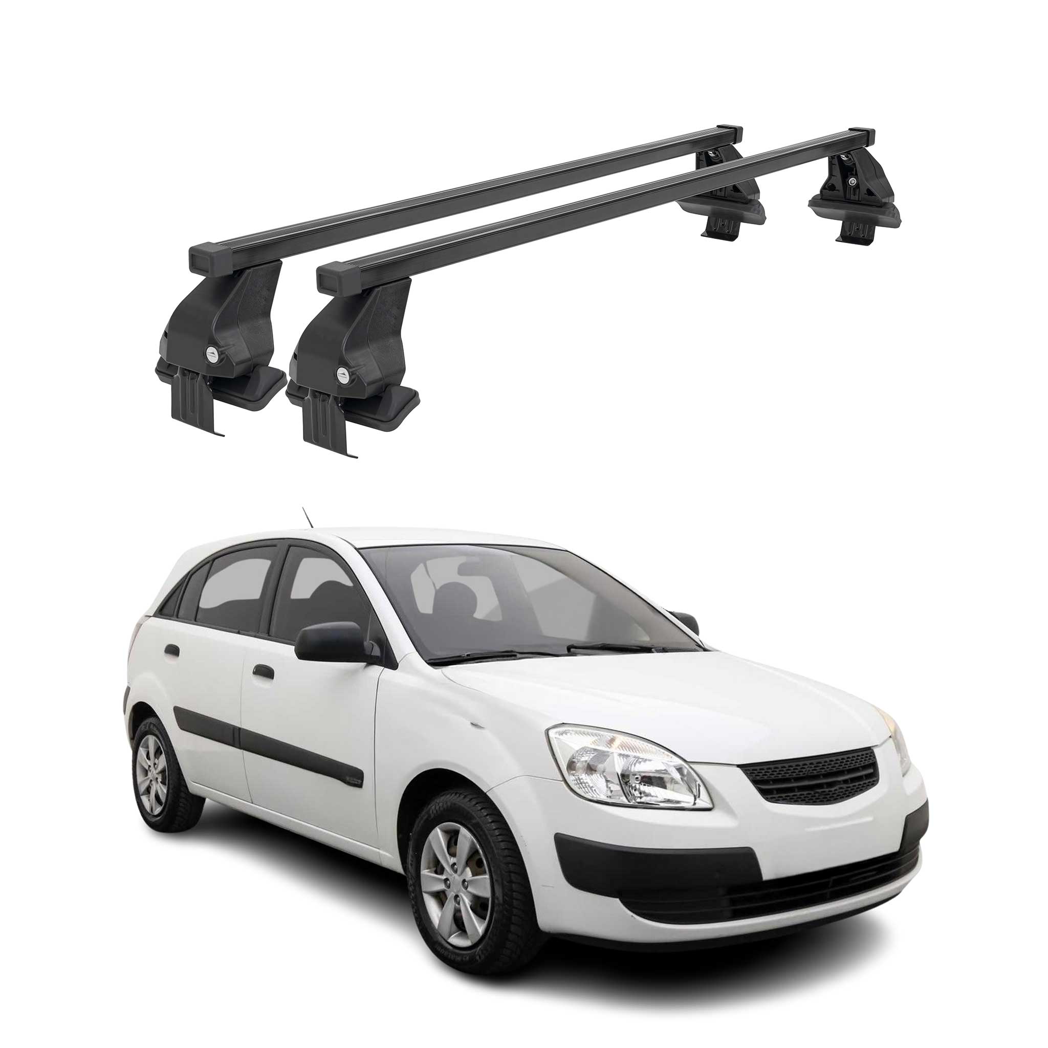 Menabo Dachträger Grundtäger für Kia Rio Schrägheck 2005-2011 50kg Stahl Schwarz