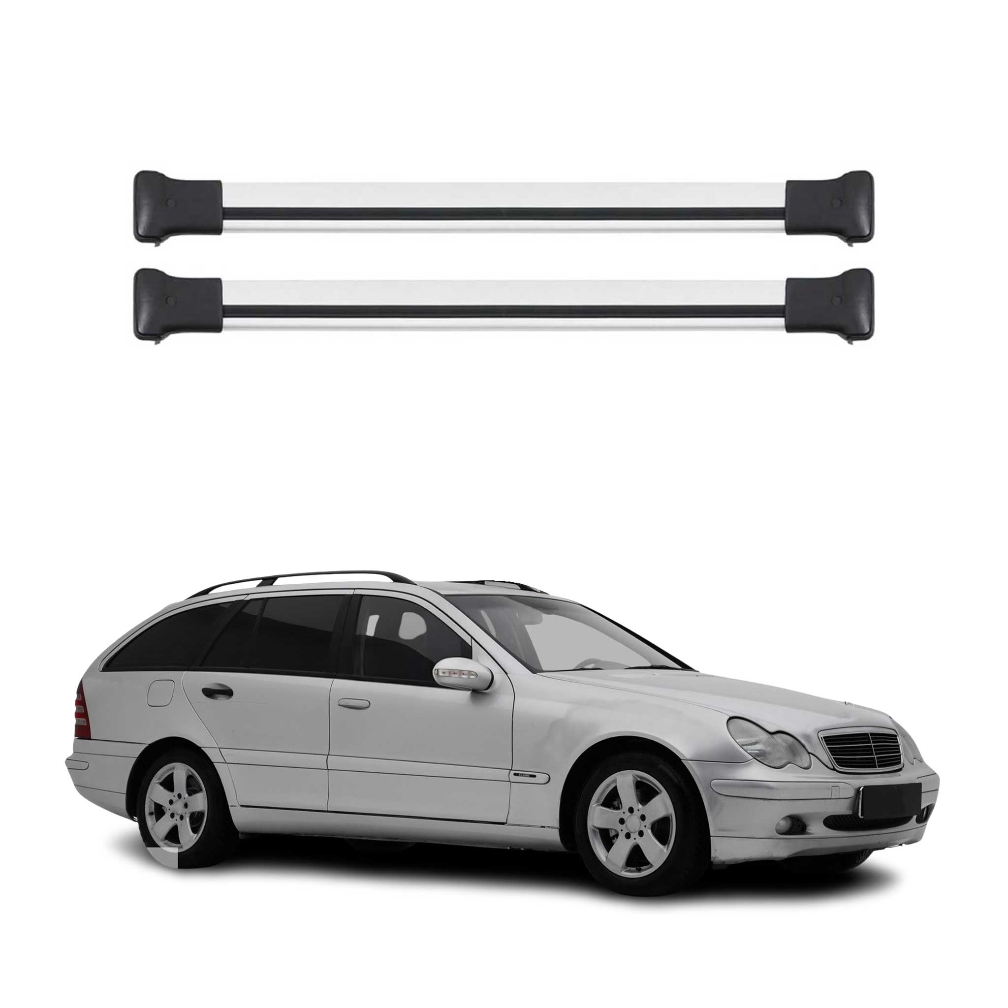 Dachträger für Mercedes C Klasse S203 T-Model 2000-2007 75kg Silber Alu 2x