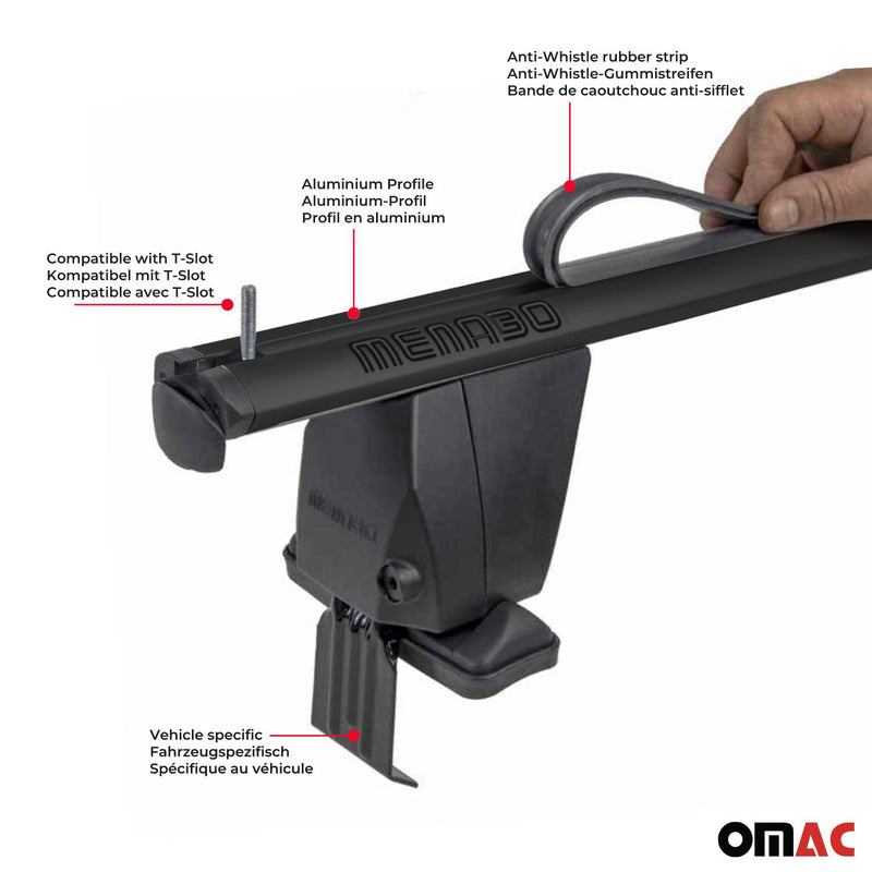Menabo Dachträger Grundtäger für Ford Ranger 2012-2022 DoubleCab ABE Schwarz 2x